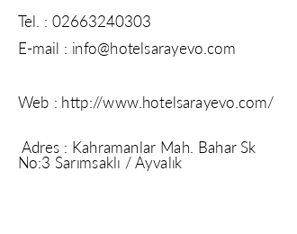 Sarayevo Hotel iletiim bilgileri